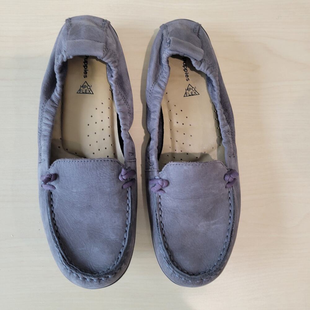 Hush Puppies women's gray leather slip on loafers size 9 medium